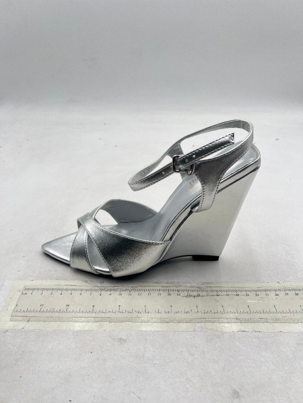 FSJ Silver Strappy Heels Women's Open-Toe Party Wedge Sandals